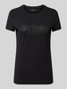 Guess T-Shirt mit Label-Stitching und Ziersteinbesatz Black