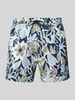 HUGO Relaxed Fit Badeshorts mit Label-Print Modell 'CALALA' Blau