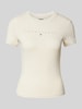 Tommy Jeans T-Shirt mit geripptem Rundhalsausschnitt Sand