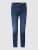 REVIEW Skinny fit jeans met knoop- en ritssluiting Donkerblauw