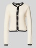 Vero Moda Regular Fit Strickjacke aus Baumwoll-Mix mit Lochstrickmuster Modell 'JACKIE' Offwhite