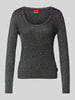 HUGO Strickpullover mit geripptem Rundhalsausschnitt Modell 'Sunessya' Black