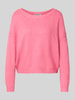Review Strickpullover mit tiefem U-Boot Ausschnitt Neon Pink Melange