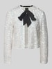 Marc Cain Regular fit blazer met pailletten en strik Offwhite