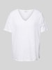 Mango Leinen-T-Shirt mit V-Ausschnitt Modell 'LINITO' Weiss