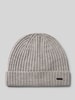 JOOP! Collection Beanie met labeldetail, model 'FRANCIS' Zilver gemêleerd