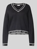 LIU JO SPORT Strickpullover mit V-Ausschnitt Black