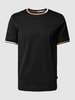 BOSS T-Shirt mit labeltypischen Kontraststreifen Modell 'Thompson' Black