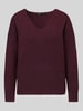 ONLY Sweter o kroju relaxed fit z dekoltem w serek Bordowy melanż