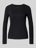 Marc Cain Shirt met lange mouwen en geribde ronde hals Zwart