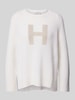 Hemisphere Gebreide pullover met labelprint Offwhite