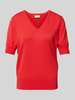 FREE/QUENT Strickshirt mit V-Ausschnitt Modell 'Katie' Hellrot