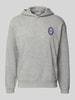 REVIEW Hoodie mit Label-Print Hellgrau Melange