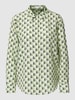 OPUS Overhemdblouse met all-over motief, model 'Falkine' Lichtgroen