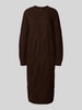 Pieces Relaxed fit gebreide jurk met wol, model 'JENNA' Donkerbruin