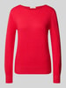Christian Berg Woman Regular fit gebreide pullover van viscosemix met boothals Donkerrood gemêleerd