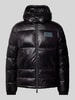 EA7 Emporio Armani Gewatteerd jack met labelpatch, model 'SHINY’ Zwart