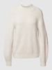 Tom Tailor Gebreide pullover met lanawol en ribstructuur Offwhite