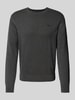 s.Oliver RED LABEL Regular Fit Strickpullover aus reiner Baumwolle mit Label-Stitching Anthrazit