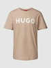 HUGO Regular fit T-shirt met motiefprint en logoprint Beige