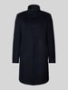 Christian Berg Men Regular fit lange wollen jas met viscose Donkerblauw