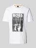 BOSS Orange T-shirt z kwiatowym nadrukiem z motywem z logo Biały