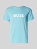 BOSS T-shirt met labelprint Oceaanblauw