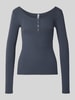 PIECES Slim Fit Langarmshirt aus Baumwoll-Mix Modell 'KITTE' Blau