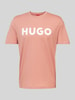 HUGO T-shirt met labelprint, model 'DULIVIO' Zalm