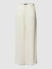 Weekend Max Mara Spodnie lniane o kroju regular fit z szeroką nogawką model ‘MALIZIA’ Złamany biały