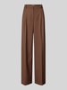 Jake*s Collection Flared pantalon met bandplooien Middenbruin