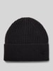 CK Calvin Klein Wollen muts in gebreide look, model 'metal' Zwart