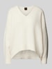 BOSS Orange Strickpullover mit V-Ausschnitt Modell 'Fondella' Offwhite