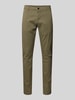 Lindbergh Slim Fit Chino mit Gesäßtaschen Oliv