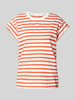 Jake*s Casual T-shirt met streepmotief Donkeroranje