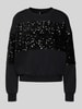 Pieces Regular fit sweatshirt van katoenmix met pailletten, model 'NANCY' Zwart