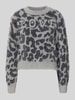 Vero Moda Sweter z dzianiny o kroju regular fit ze wzorem na całej powierzchni model ‘JUNGLE’ Grafitowy
