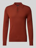 Christian Berg Men Slim fit gebreide pullover met polokraag Terracotta