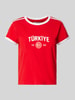 Review T-Shirt mit Motiv-Print Rot