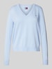 Tommy Jeans Gebreide pullover met labelstitching Blauw