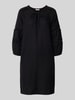 FREE/QUENT Knielange linnen jurk van een mix van linnen en viscose, model 'Laluna' Zwart