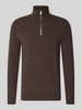 Profuomo Slim Fit Pullover aus Woll-Mix Mittelbraun