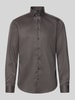 Christian Berg Men Regular fit zakelijk overhemd van katoen met kentkraag Middengrijs