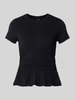 Gina Tricot T-Shirt mit geripptem Rundhalsausschnitt Black