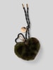 Seidenfelt Sleutelhanger met logodetail, model 'Furry Heart' Kaki