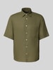 Marc O'Polo Regular Fit Leinenhemd mit kurzem Arm Oliv