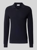 Lindbergh Strickpullover mit Strukturmuster und Umlegekragen Dunkelblau