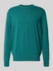 Fynch-Hatton Strickpullover aus reiner Baumwolle mit Logo-Stickerei Petrol