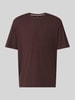 BOSS t-shirt o kroju regular fit z mieszanka bawełny model 'WAFFLE' Ciemnobrązowy