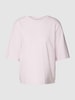 Jake*s Casual T-Shirt mit geripptem Rundhalsausschnitt Lavendel